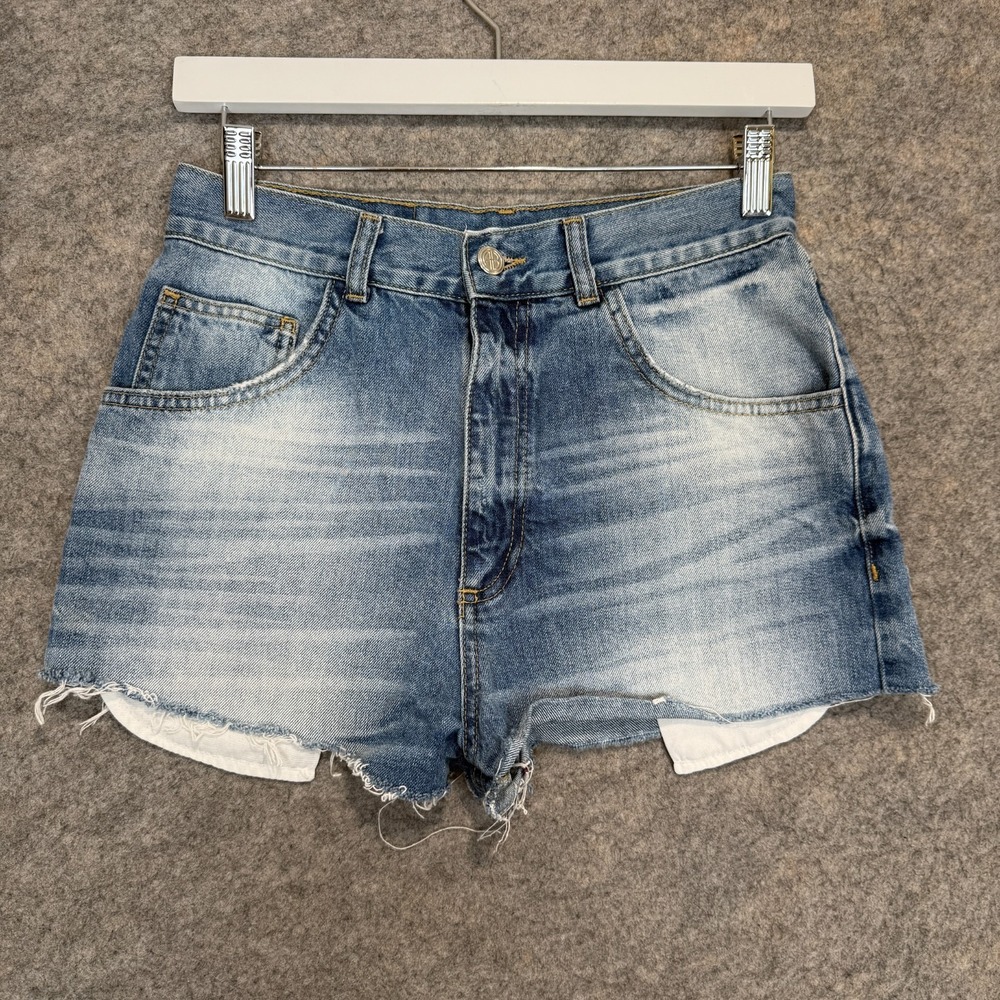 Anine Bing Denim Shorts Womens 26 High Waisted Frayed Raw Hem Cut Off‎ Blue W26